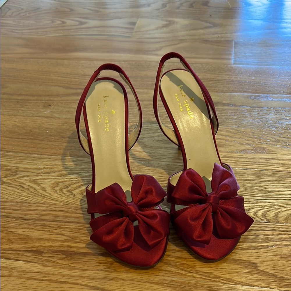 Kate Spade Burgundy Bow Slingback Heels
